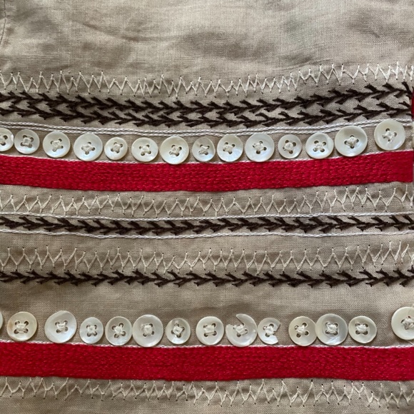 french connection khaki linen pants with buttons/ribbon size 10 - Picture 3 of 6